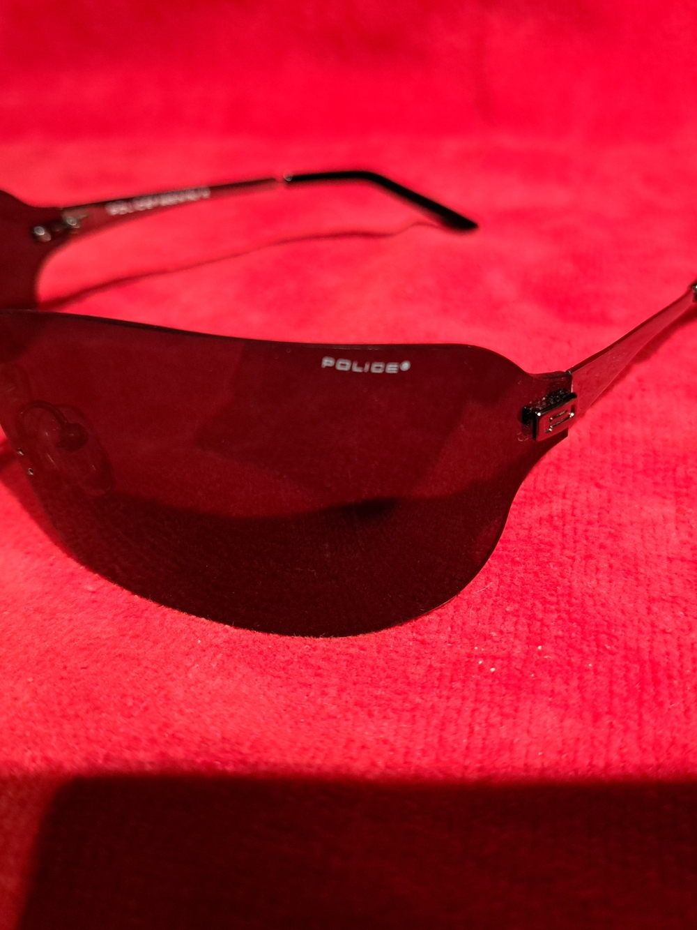 Police Black Rimless Shield Sunglasses for Men